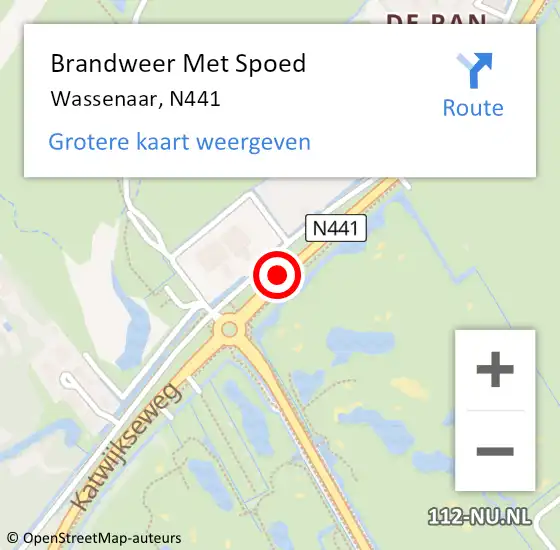 Locatie op kaart van de 112 melding: Brandweer Met Spoed Naar Wassenaar, N441 op 16 juli 2018 19:56