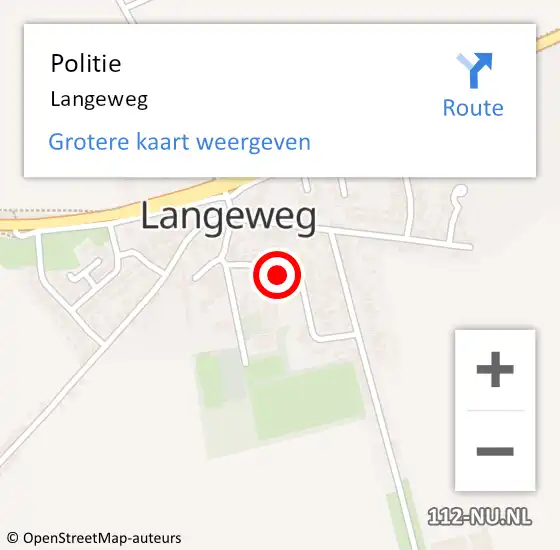 Locatie op kaart van de 112 melding: Politie Langeweg op 16 juli 2018 20:00