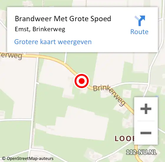 Locatie op kaart van de 112 melding: Brandweer Met Grote Spoed Naar Emst, Brinkerweg op 16 juli 2018 20:18