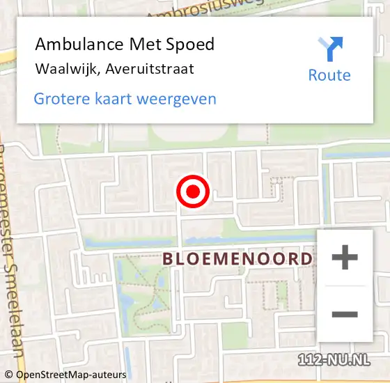 Locatie op kaart van de 112 melding: Ambulance Met Spoed Naar Waalwijk, Averuitstraat op 16 juli 2018 20:22