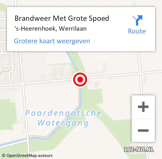Locatie op kaart van de 112 melding: Brandweer Met Grote Spoed Naar 's-Heerenhoek, Werrilaan op 16 juli 2018 20:52