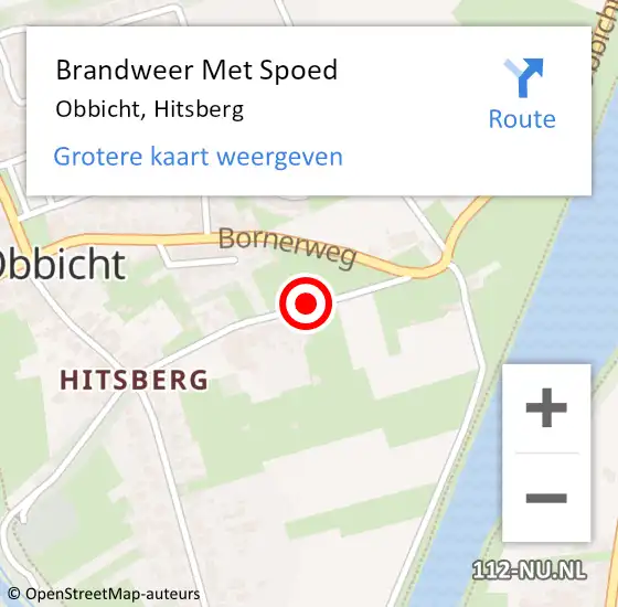 Locatie op kaart van de 112 melding: Brandweer Met Spoed Naar Obbicht, Hitsberg op 16 juli 2018 22:09