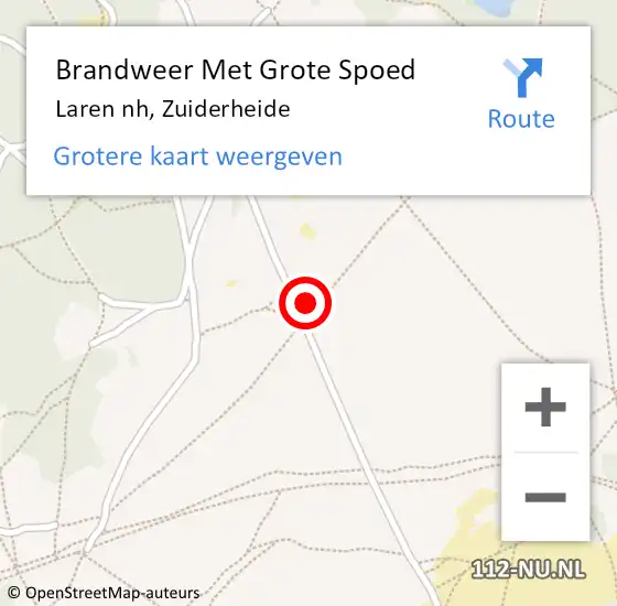 Locatie op kaart van de 112 melding: Brandweer Met Grote Spoed Naar Laren nh, Zuiderheide op 16 juli 2018 22:09