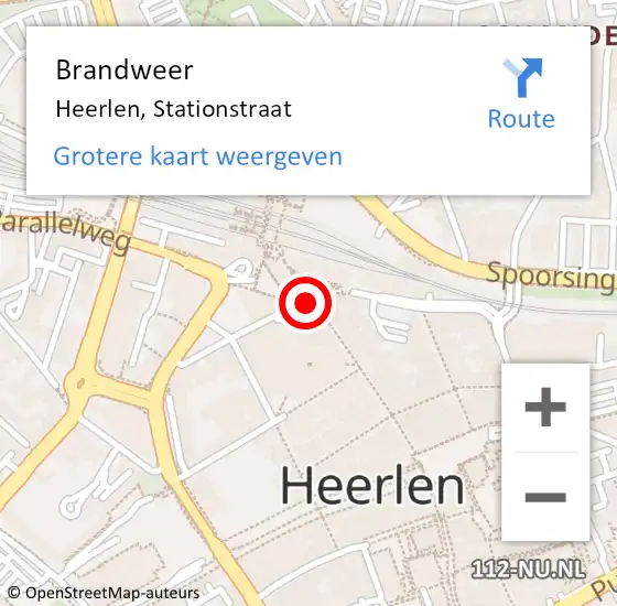 Locatie op kaart van de 112 melding: Brandweer Heerlen, Stationstraat op 3 maart 2014 09:07