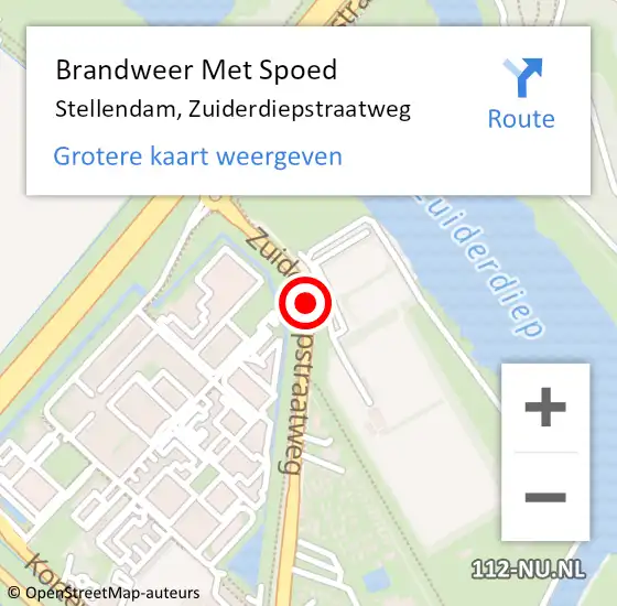 Locatie op kaart van de 112 melding: Brandweer Met Spoed Naar Stellendam, Zuiderdiepstraatweg op 16 juli 2018 22:43