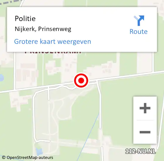 Locatie op kaart van de 112 melding: Politie Nijkerk, Prinsenweg op 16 juli 2018 23:46