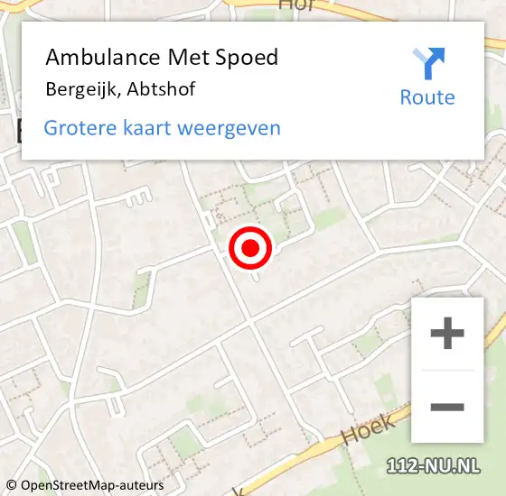 Locatie op kaart van de 112 melding: Ambulance Met Spoed Naar Bergeijk, Abtshof op 17 juli 2018 00:52