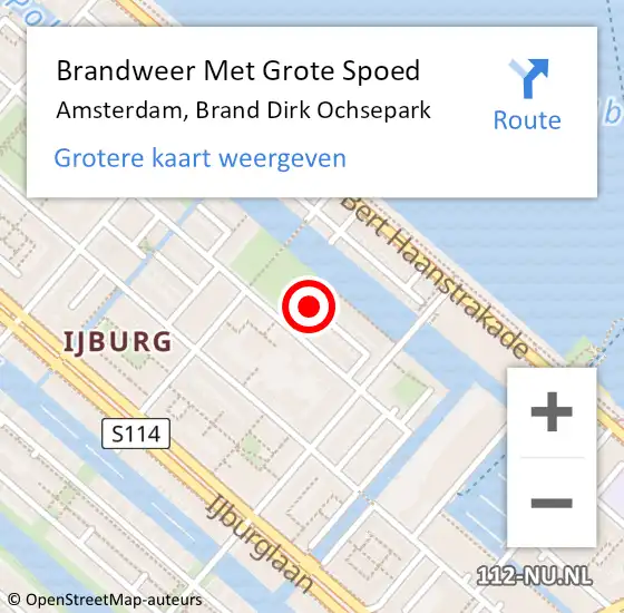 Locatie op kaart van de 112 melding: Brandweer Met Grote Spoed Naar Amsterdam, Brand Dirk Ochsepark op 17 juli 2018 01:45