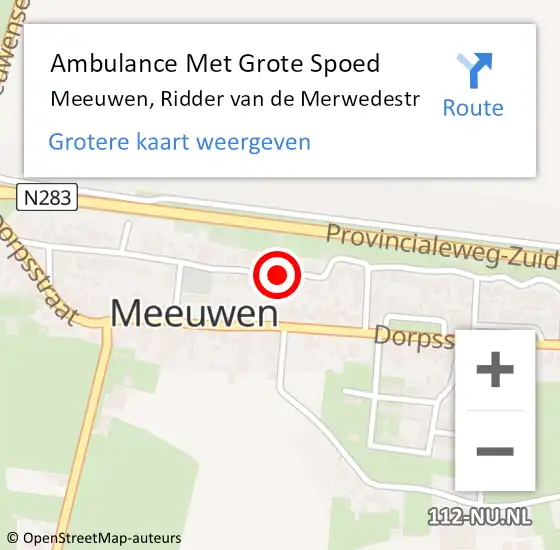 Locatie op kaart van de 112 melding: Ambulance Met Grote Spoed Naar Meeuwen, Ridder van de Merwedestr op 17 juli 2018 02:10