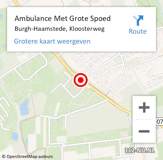 Locatie op kaart van de 112 melding: Ambulance Met Grote Spoed Naar Burgh-Haamstede, Kloosterweg op 17 juli 2018 02:13