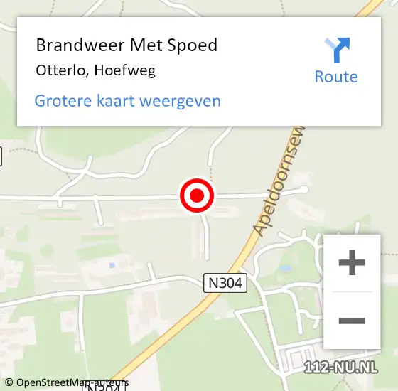 Locatie op kaart van de 112 melding: Brandweer Met Spoed Naar Otterlo, Hoefweg op 17 juli 2018 02:37