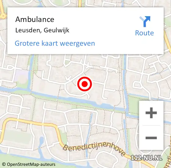 Locatie op kaart van de 112 melding: Ambulance Leusden, Geulwijk op 17 juli 2018 02:39