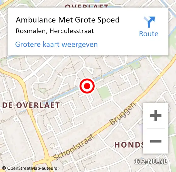 Locatie op kaart van de 112 melding: Ambulance Met Grote Spoed Naar Rosmalen, Herculesstraat op 17 juli 2018 02:49