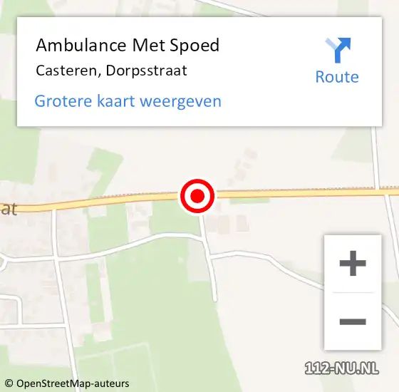 Locatie op kaart van de 112 melding: Ambulance Met Spoed Naar Casteren, Dorpsstraat op 17 juli 2018 03:21