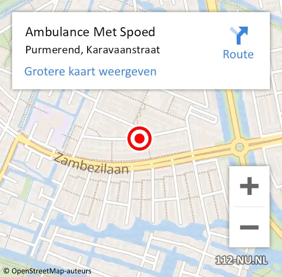 Locatie op kaart van de 112 melding: Ambulance Met Spoed Naar Purmerend, Karavaanstraat op 17 juli 2018 03:25