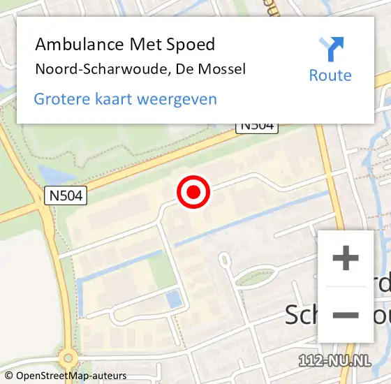 Locatie op kaart van de 112 melding: Ambulance Met Spoed Naar Noord-Scharwoude, De Mossel op 17 juli 2018 03:28