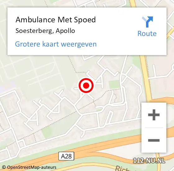 Locatie op kaart van de 112 melding: Ambulance Met Spoed Naar Soesterberg, Apollo op 17 juli 2018 04:15
