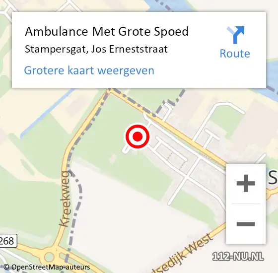 Locatie op kaart van de 112 melding: Ambulance Met Grote Spoed Naar Stampersgat, Jos Erneststraat op 17 juli 2018 04:49