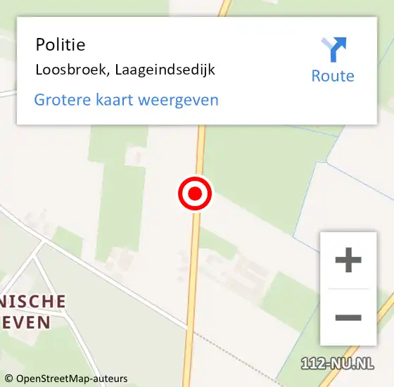 Locatie op kaart van de 112 melding: Politie Loosbroek, Laageindsedijk op 17 juli 2018 05:55