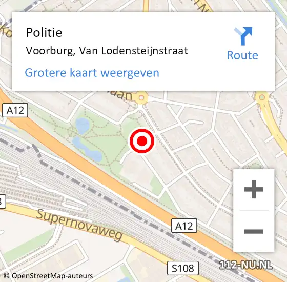 Locatie op kaart van de 112 melding: Politie Voorburg, Van Lodensteijnstraat op 17 juli 2018 05:55