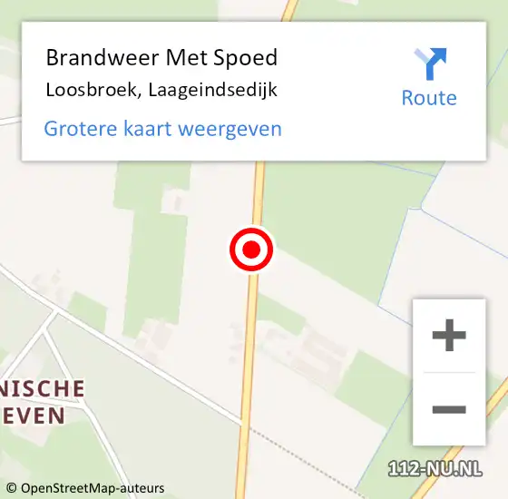 Locatie op kaart van de 112 melding: Brandweer Met Spoed Naar Loosbroek, Laageindsedijk op 17 juli 2018 06:07