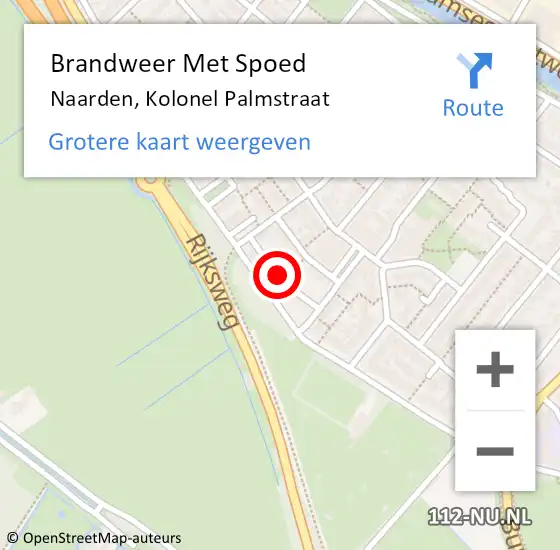 Locatie op kaart van de 112 melding: Brandweer Met Spoed Naar Naarden, Kolonel Palmstraat op 17 juli 2018 06:54