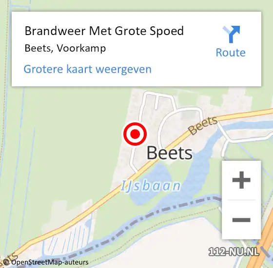 Locatie op kaart van de 112 melding: Brandweer Met Grote Spoed Naar Beets, Voorkamp op 17 juli 2018 06:58