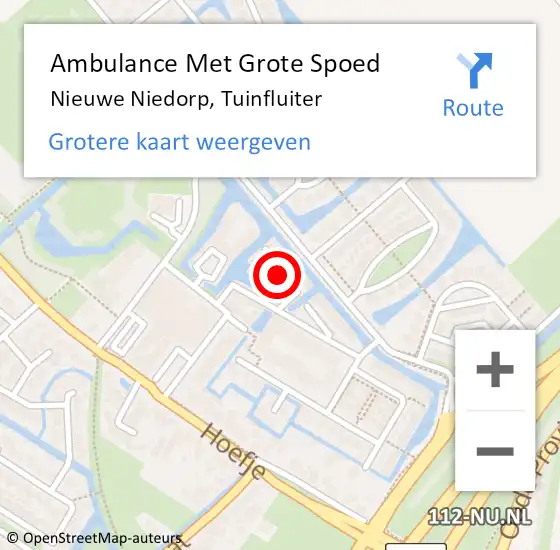 Locatie op kaart van de 112 melding: Ambulance Met Grote Spoed Naar Nieuwe Niedorp, Tuinfluiter op 17 juli 2018 07:05