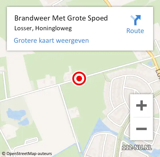 Locatie op kaart van de 112 melding: Brandweer Met Grote Spoed Naar Losser, Honingloweg op 17 juli 2018 08:27