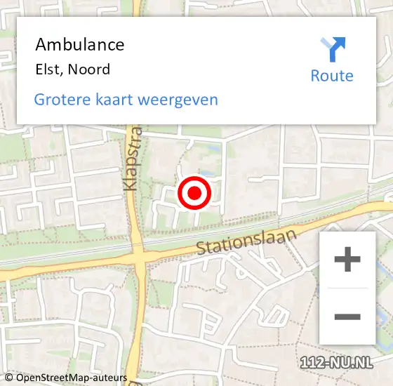 Locatie op kaart van de 112 melding: Ambulance Elst, Noord op 17 juli 2018 08:44