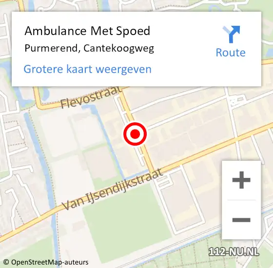 Locatie op kaart van de 112 melding: Ambulance Met Spoed Naar Purmerend, Cantekoogweg op 17 juli 2018 08:58