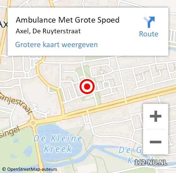 Locatie op kaart van de 112 melding: Ambulance Met Grote Spoed Naar Axel, De Ruyterstraat op 17 juli 2018 08:59