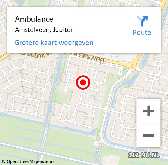 Locatie op kaart van de 112 melding: Ambulance Amstelveen, Jupiter op 17 juli 2018 09:55