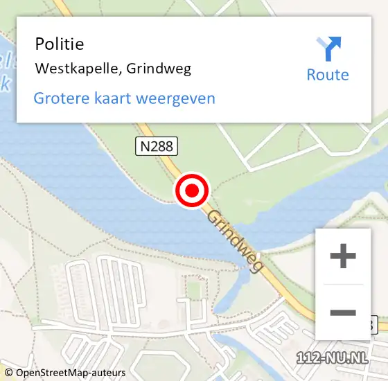 Locatie op kaart van de 112 melding: Politie Westkapelle, Grindweg op 17 juli 2018 10:02