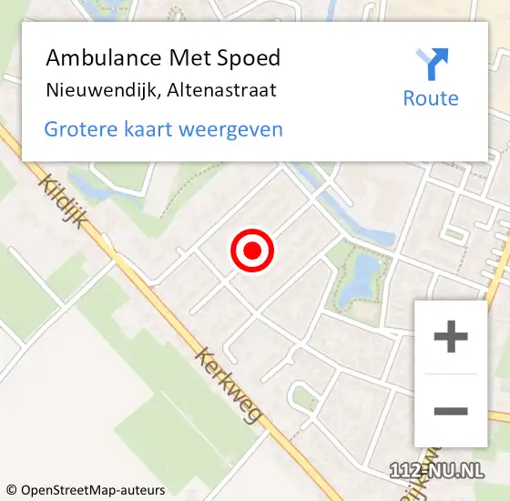 Locatie op kaart van de 112 melding: Ambulance Met Spoed Naar Nieuwendijk, Altenastraat op 17 juli 2018 10:14