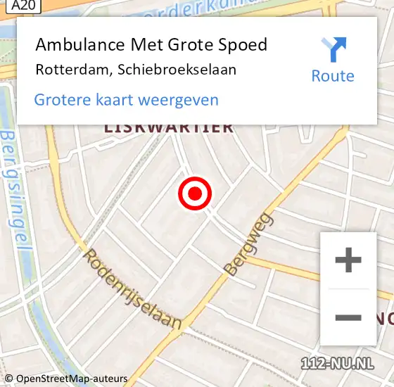 Locatie op kaart van de 112 melding: Ambulance Met Grote Spoed Naar Rotterdam, Schiebroekselaan op 17 juli 2018 10:18