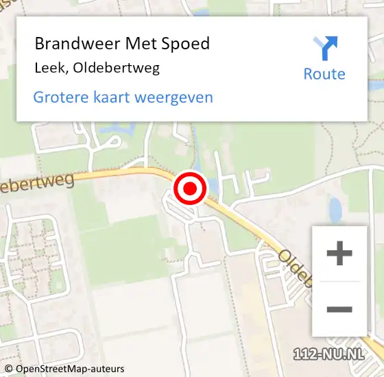 Locatie op kaart van de 112 melding: Brandweer Met Spoed Naar Leek, Oldebertweg op 17 juli 2018 10:50