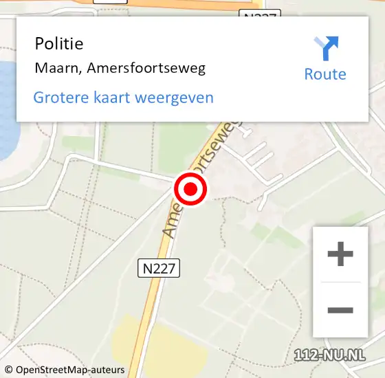 Locatie op kaart van de 112 melding: Politie Maarn, Amersfoortseweg op 17 juli 2018 11:38