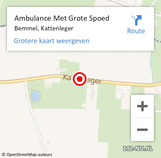 Locatie op kaart van de 112 melding: Ambulance Met Grote Spoed Naar Bemmel, Kattenleger op 17 juli 2018 11:57