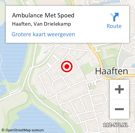 Locatie op kaart van de 112 melding: Ambulance Met Spoed Naar Haaften, Van Drielekamp op 17 juli 2018 12:59