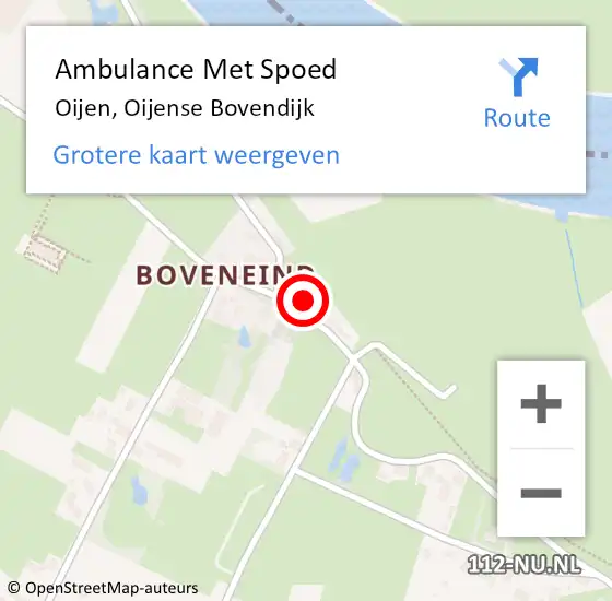 Locatie op kaart van de 112 melding: Ambulance Met Spoed Naar Oijen, Oijense Bovendijk op 3 maart 2014 09:52