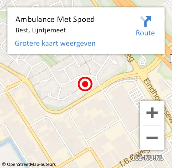 Locatie op kaart van de 112 melding: Ambulance Met Spoed Naar Best, Lijntjemeet op 17 juli 2018 13:12