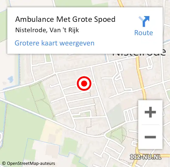 Locatie op kaart van de 112 melding: Ambulance Met Grote Spoed Naar Nistelrode, Van 't Rijk op 17 juli 2018 13:16