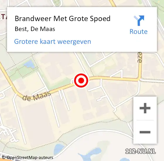 Locatie op kaart van de 112 melding: Brandweer Met Grote Spoed Naar Best, De Maas op 17 juli 2018 13:20