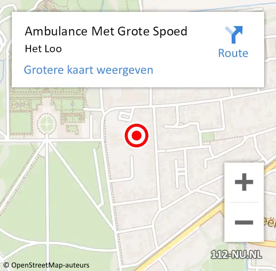 Locatie op kaart van de 112 melding: Ambulance Met Grote Spoed Naar Het Loo op 17 juli 2018 14:09