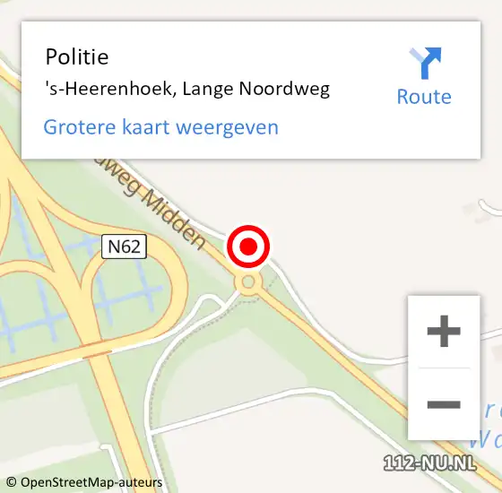 Locatie op kaart van de 112 melding: Politie 's-Heerenhoek, Lange Noordweg op 17 juli 2018 14:28