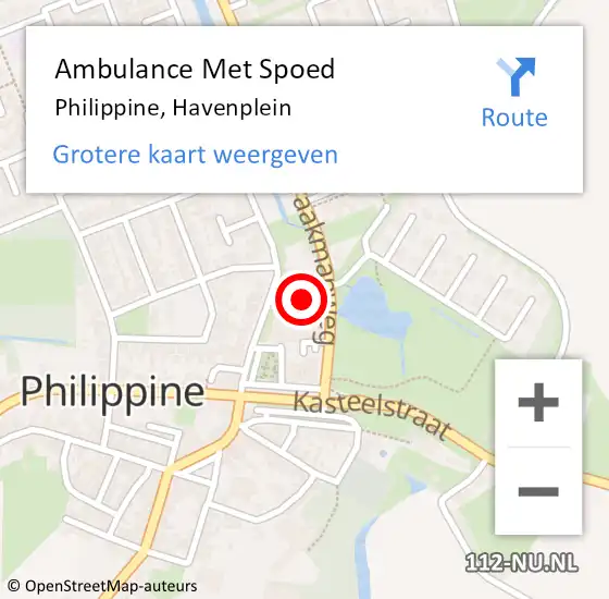 Locatie op kaart van de 112 melding: Ambulance Met Spoed Naar Philippine, Havenplein op 17 juli 2018 14:51