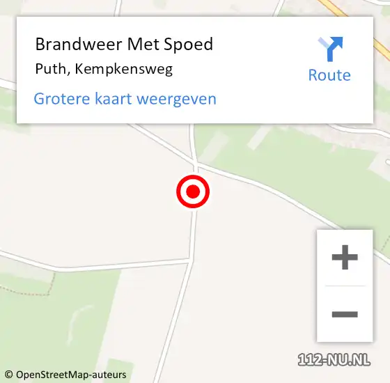 Locatie op kaart van de 112 melding: Brandweer Met Spoed Naar Puth, Kempkensweg op 17 juli 2018 15:08