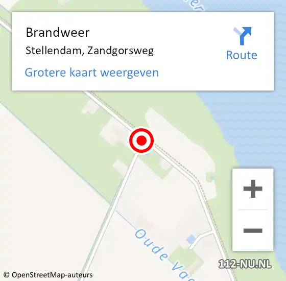 Locatie op kaart van de 112 melding: Brandweer Stellendam, Zandgorsweg op 17 juli 2018 15:08