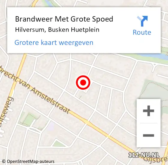 Locatie op kaart van de 112 melding: Brandweer Met Grote Spoed Naar Hilversum, Busken Huetplein op 17 juli 2018 15:09